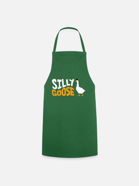 Silly Goose with a hat - Cooking Apron - green