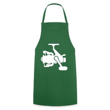 Icône du symbole du moulinet de pêche - Tablier de cuisine - vert foncé - Devant - AI Model Male 185 dark (185cm)