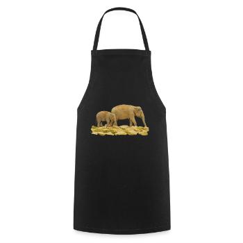 Maman et bébé éléphant indien - Tablier de cuisine - noir - Devant - AI Model Male 185 dark (185cm)