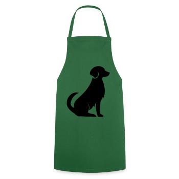 Dog vector shadow graphic. dog black shadow - Cooking Apron - green - Front - AI Model Male 185 dark (185cm)