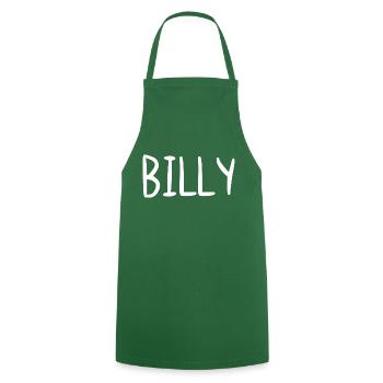 Billy Nom personnalisé Police Texte Anniversaire - Tablier de cuisine - vert foncé - Devant - AI Model Male 185 dark (185cm)