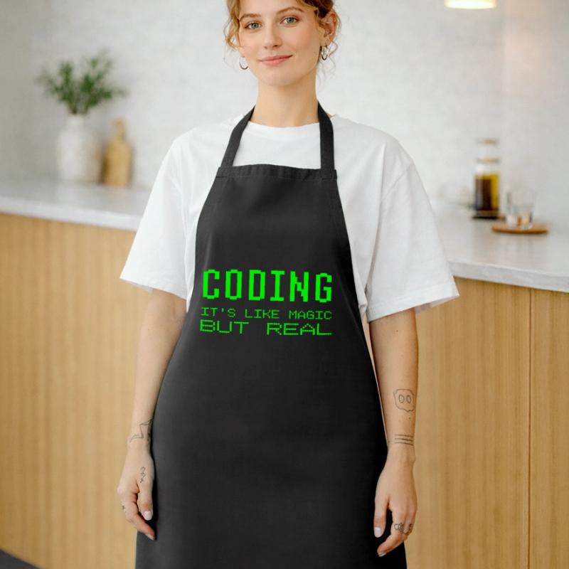 Coding It's Like Magic But Real Programming Joke Cooking Apron