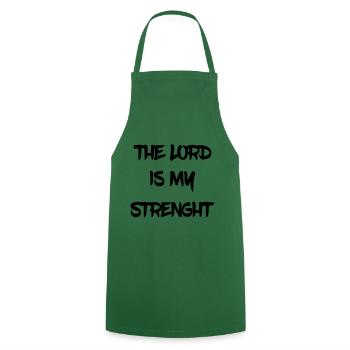 THE LORD IS MY STRENGHT - THE LORD IS MY POWER - Cooking Apron - green - Front - AI Model Male 185 dark (185cm)