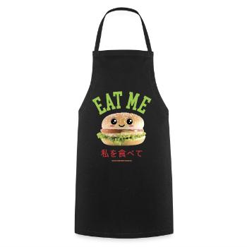 EAT ME KAWAII HAMBURGER JAPAN - Cooking Apron - black - Front - AI Model Male 185 dark (185cm)