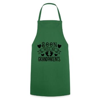 Bientôt nous serons grand-mère et grand-père, nous serons grands-parents - Tablier de cuisine - vert foncé - Devant - AI Model Male 185 dark (185cm)