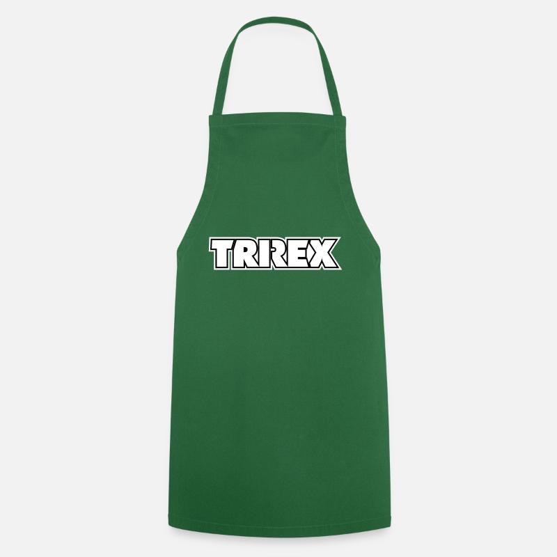 Lettrage TRI REX en blanc - Tablier de cuisine - vert foncé