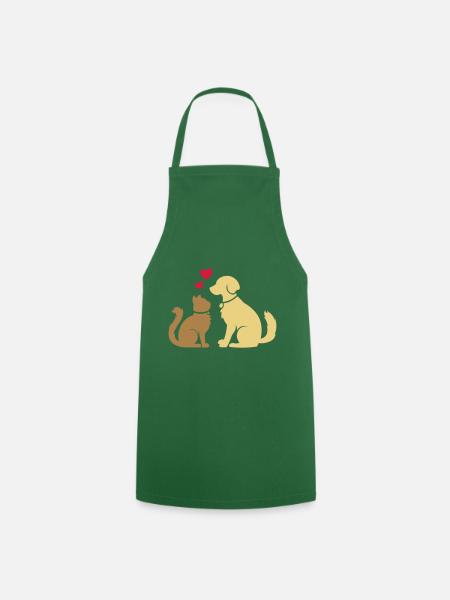 Tierisch gute Freunde / Katze und Hund / BFF - Kochschürze - Grün