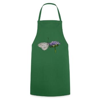 Papillon Fleur Arbre Blanc Entomologiste - Tablier de cuisine - vert foncé - Devant - AI Model Male 185 dark (185cm)