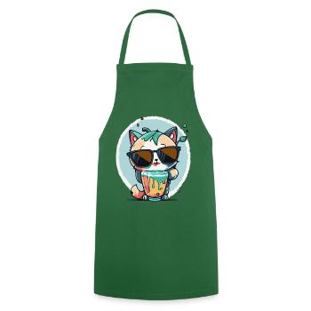 Chat cool avec des lunettes de soleil - Tablier de cuisine - vert foncé - Devant - AI Model Male 185 dark (185cm)
