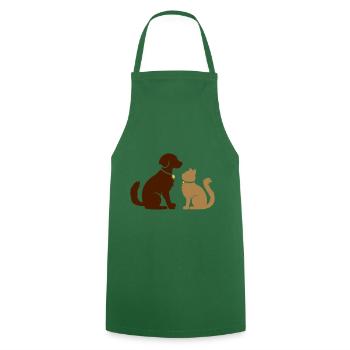Sweet animal friends - dog and cat - dog and cat - Cooking Apron - green - Front - AI Model Male 185 dark (185cm)