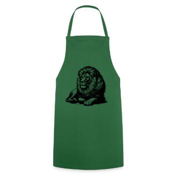 Reclining lion, predator, big cat, lion design - Cooking Apron - green - Front - AI Model Male 185 dark (185cm)