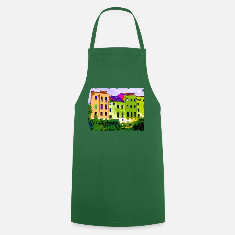 Image par type de maisons d’images « Hundertwasser » - Tablier de cuisine - vert foncé