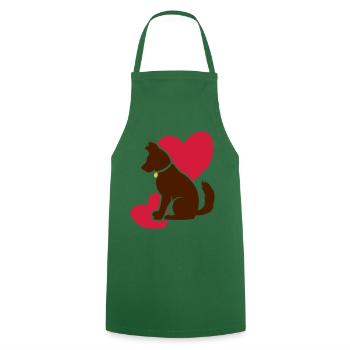 Cute dog with hearts - Cooking Apron - green - Front - AI Model Male 185 dark (185cm)