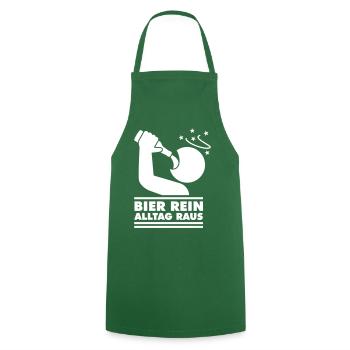 Bier rein - Alltag raus Piktogram (Farbe änderbar) - Kochschürze - Grün - Vorne - AI Model Male 185 dark (185cm)