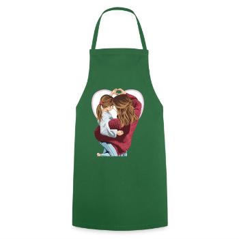 Un seul cœur - Tablier de cuisine - vert foncé - Devant - AI Model Male 185 dark (185cm)