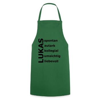 Lukas - Ein ganz spezielles Design nur für Lukas - Kochschürze - Grün - Vorne - AI Model Male 185 dark (185cm)