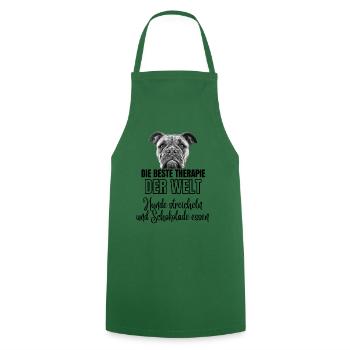 DIE BESTE THERAPIE Hund Hunde Bulldogge - Kochschürze - Grün - Vorne - AI Model Male 185 dark (185cm)