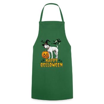 HAPPY BELLOWEEN Halloween Chien Chiens Bouledogue - Tablier de cuisine - vert foncé - Devant - AI Model Male 185 dark (185cm)
