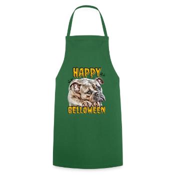 HAPPY BELLOWEEN Halloween Hund Hunde Bulldogge - Kochschürze - Grün - Vorne - AI Model Male 185 dark (185cm)