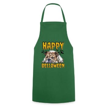 HAPPY BELLOWEEN Halloween Dog Dogs Bulldog - Cooking Apron - green - Front - AI Model Male 185 dark (185cm)