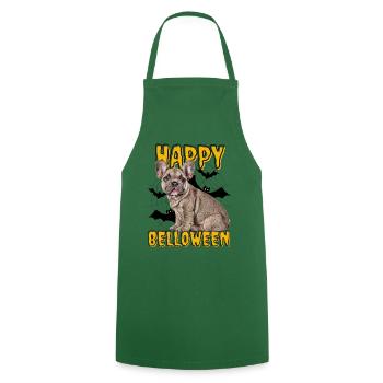 HAPPY BELLOWEEN Halloween Hund Hunde Bulldogge - Kochschürze - Grün - Vorne - AI Model Male 185 dark (185cm)