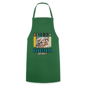 BEST DOG DAD Bulldog Dog Dogs Vieux Anglais - Tablier de cuisine - vert foncé - Devant - AI Model Male 185 dark (185cm)