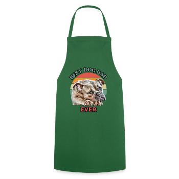 BEST DOG DAD Bulldog Dog Dogs Vieux Anglais - Tablier de cuisine - vert foncé - Devant - AI Model Male 185 dark (185cm)