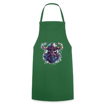 Crâne Viking - Tablier de cuisine - vert foncé - Devant - AI Model Male 185 dark (185cm)