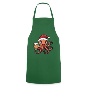 Octopus Christmas Beer Funny - Cooking Apron - green - Front - AI Model Male 185 dark (185cm)