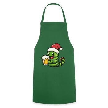 Worm Christmas Beer Funny - Cooking Apron - green - Front - AI Model Male 185 dark (185cm)