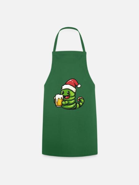 Wurm Weihnachten Bier Lustig - Kochschürze - Grün