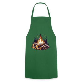 LAGERFEUER WALD WINTER WÄRME LAGER FEUER HOLZSTAMM - Kochschürze - Grün - Vorne - AI Model Male 185 dark (185cm)