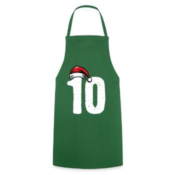 10 Numéro de Noël - Tablier de cuisine - vert foncé - Devant - AI Model Male 185 dark (185cm)
