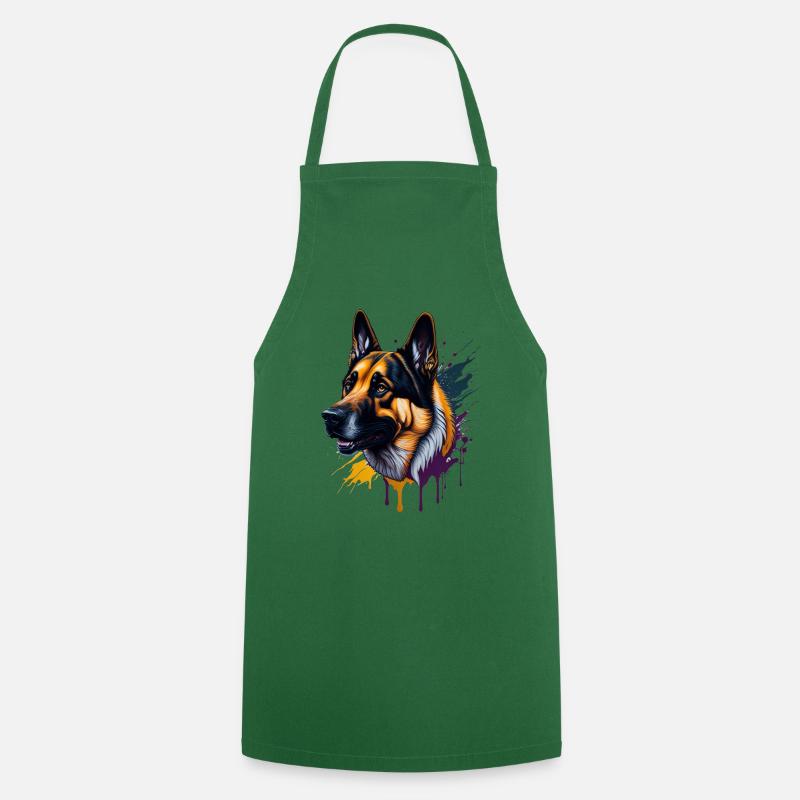 German Shepherd German Shepherd SplashArt - Cooking Apron - green
