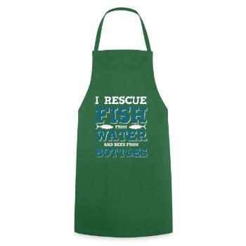 pêche pêche pêche - Tablier de cuisine - vert foncé - Devant - AI Model Male 185 dark (185cm)
