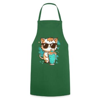 Chat en vacances d’été - Tablier de cuisine - vert foncé - Devant - AI Model Male 185 dark (185cm)