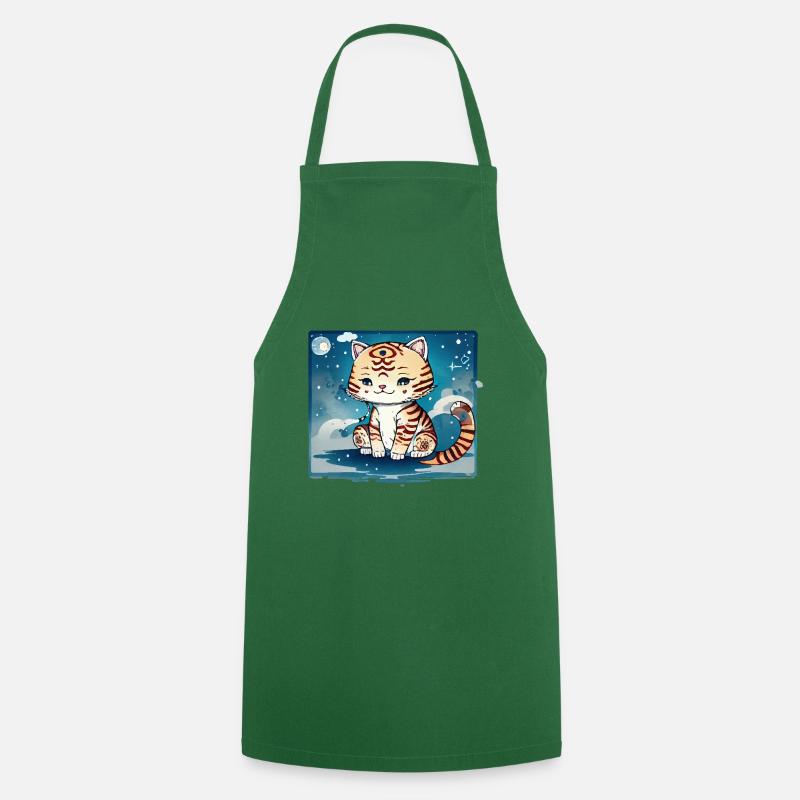 A cat design that couldn't be sweeter. - Cooking Apron - green
