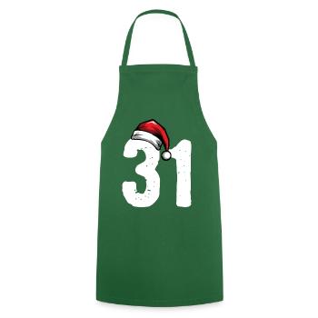 31 Numéro Noël - Tablier de cuisine - vert foncé - Devant - AI Model Male 185 dark (185cm)