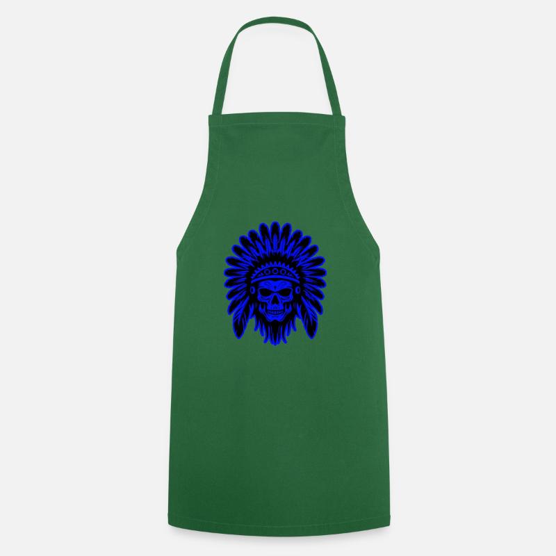 Crâne Apache Indien - Tablier de cuisine - vert foncé