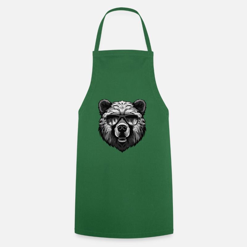 Fête cool ours hipster - Tablier de cuisine - vert foncé