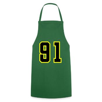 91 Number Jersey - Cooking Apron - green - Front - AI Model Male 185 dark (185cm)