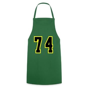 74 Zahl Trikot - Kochschürze - Grün - Vorne - AI Model Male 185 dark (185cm)
