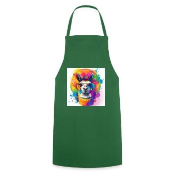 llama,graffiti,painting,colorful - Cooking Apron - green - Front - AI Model Male 185 dark (185cm)