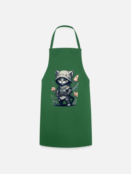 Eine unbesiegbare Kämpferin: Ninja Katze - Kochschürze - Grün