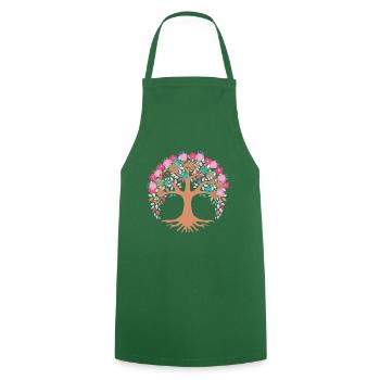 Tree of Life,Tree of Keben,Flowers, colorful - Cooking Apron - green - Front - AI Model Male 185 dark (185cm)