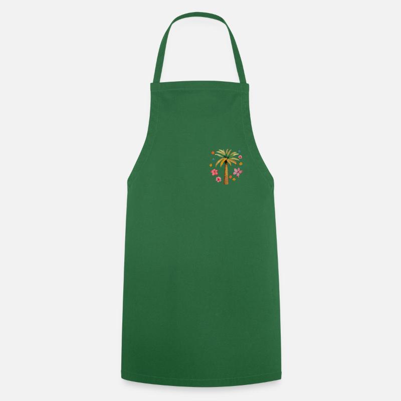 Palm tree and flower - Cooking Apron - green