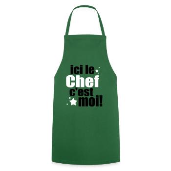 ICI LE chef C'est moi - Tablier de cuisine - vert foncé - Devant - AI Model Male 185 dark (185cm)