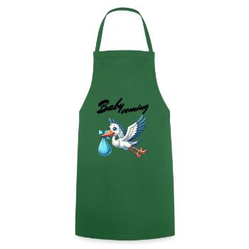 Expectant mother Stork brings the beautiful news - Cooking Apron - green - Front - AI Model Male 185 dark (185cm)