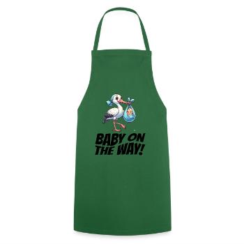 Expectant mother Stork brings the beautiful news - Cooking Apron - green - Front - AI Model Male 185 dark (185cm)