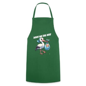 Expectant mother Stork brings the beautiful news - Cooking Apron - green - Front - AI Model Male 185 dark (185cm)